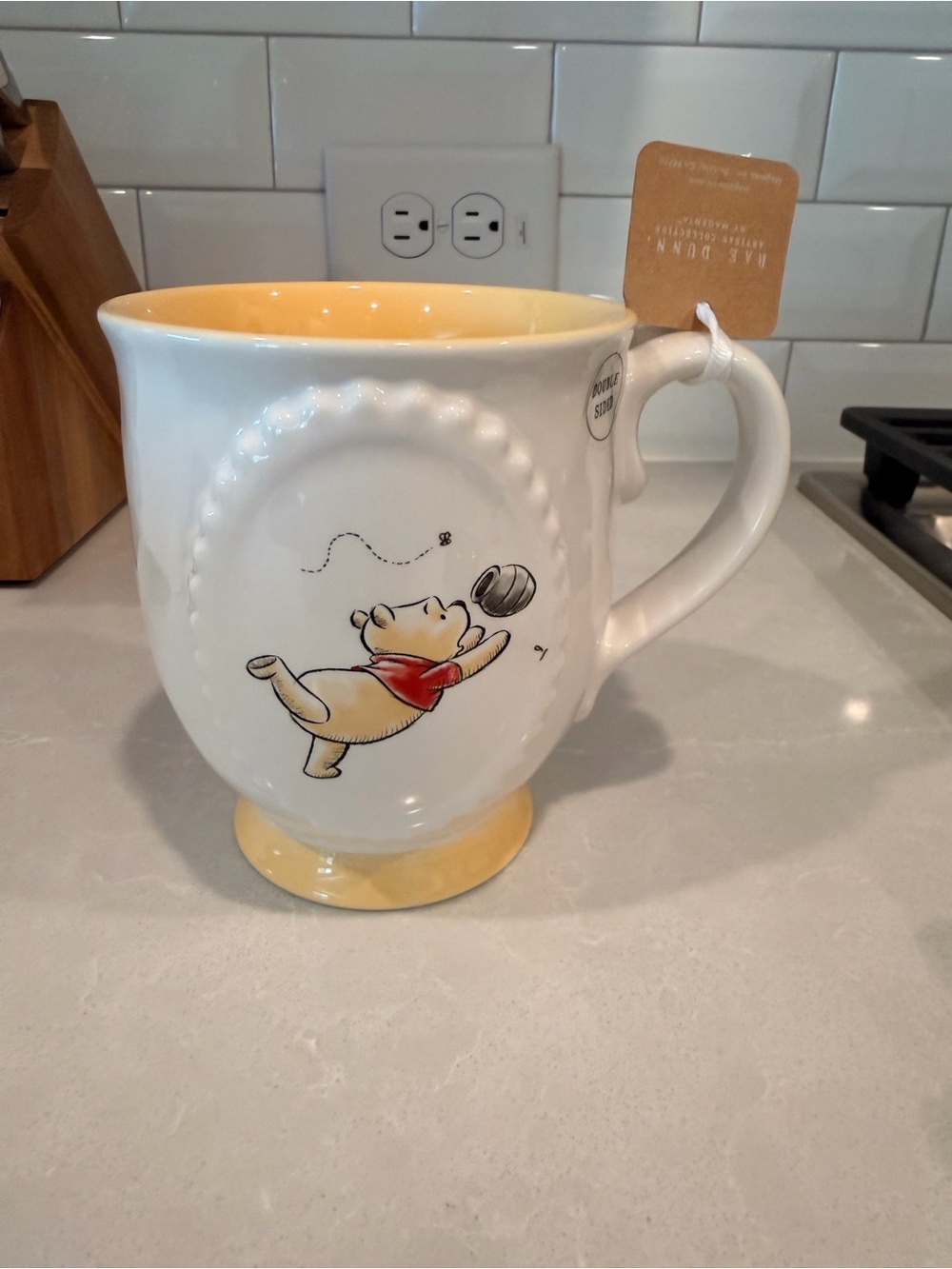 Disney Rae Dunn Winnie the Pooh White Ceramic Mug with Yellow Interior